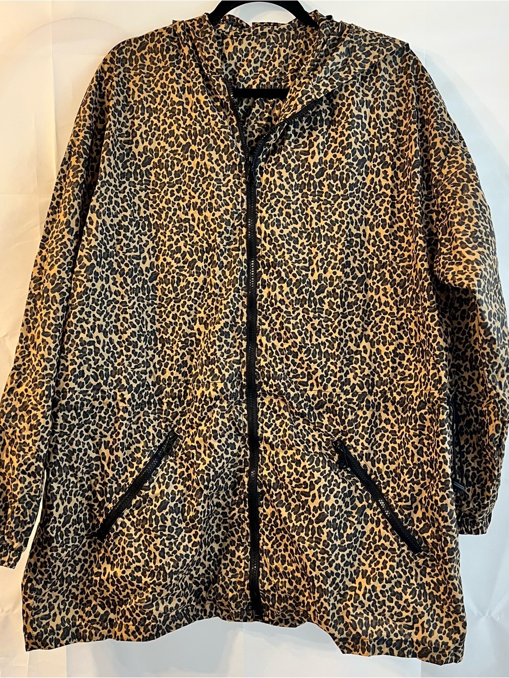 ShedRain Leopard Print Packable Hooded Rain Jacket Women’s XL Utility Streetwear